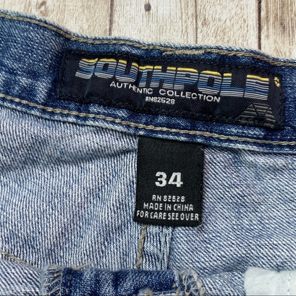 South Pole denim shorts light wash long legs with ties EUC 34 - Picture 6 of 7